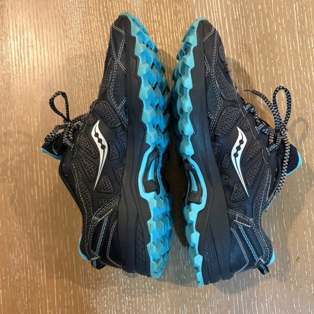 Saucony Grid Excursion TR11 Black Blue Trail Running Shoes S10392 Women's 9.5